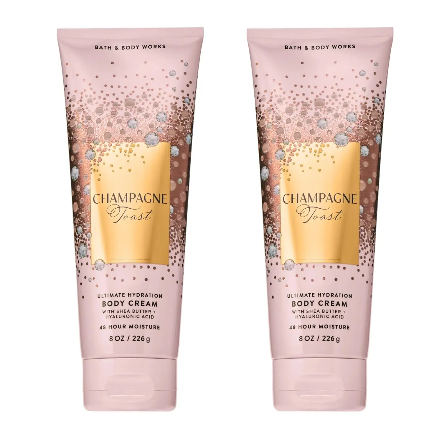 Bath & Body Works Champagne Toast Body Cream, Ultimate Hydration Moisturizer with Shea Butter & Hyaluronic Acid for Dry Skin, Bubbly Champagne & Sparkling Berry Scent, 8 oz - 2 Pack