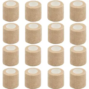 16 Pack 2" X 5 Yards Beige Self Adhesive Elastic Cohesive Bandage Wrap Ideal for Sports Wrist Ankle Protection Vet Wrapping and Grip Tape