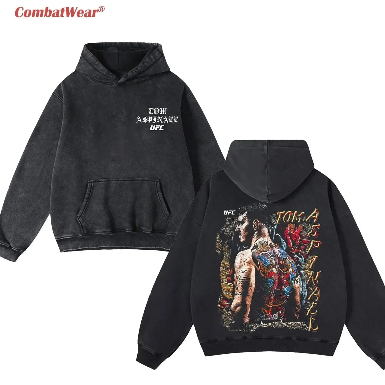 Tom Aspinall Acid Wash Hoodie, Honey Badger UFC Vintage Hoodie, UFC MMA Washed Hoodie, Gift for Fighters, Gift for UFC Fan U1Y