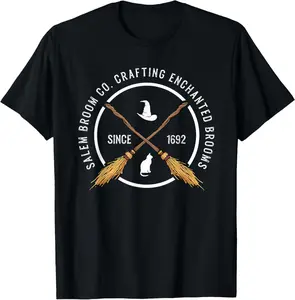100% Cotton Salem Broom Company for a Witch Fan T-Shirt