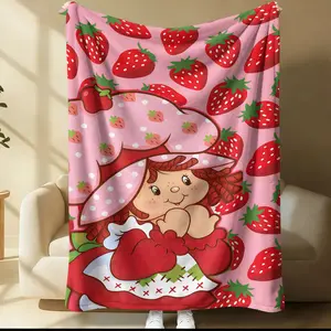 Strawberry Girl Printed Pattern Soft Throw Blanket, suitable for all seasons, suitable for beds, sofas, cars, room decorations, and gifts, suitable for children or adults