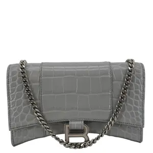 Pre-owned Balenciaga Leather Shoulder Bags Hourglass Chain Wallet Shoulder Bag Gray