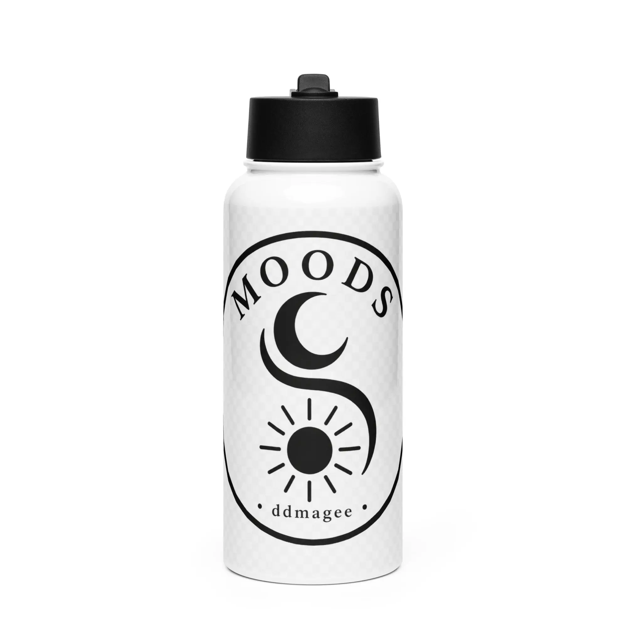 SDDMagee's MOODS tainless steel water bottle with a straw lid
