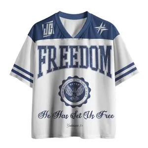 Unisex Christian Mesh Fabric Jersey with Unisex Cut, Bold "He Has Set Us Free" All-Over Print, Professional Sports Clothing (Sizes S-5XL)