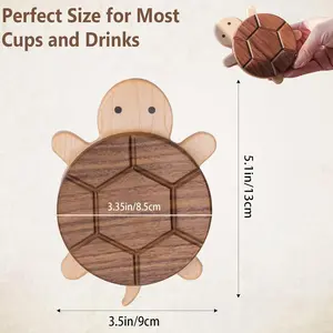 Adorable Turtle Wooden Coaster – Premium Heat-Resistant Drink Holder, Unique Turtle Design for Coffee, Tea, and Mug, for Home Decor and Kitchen