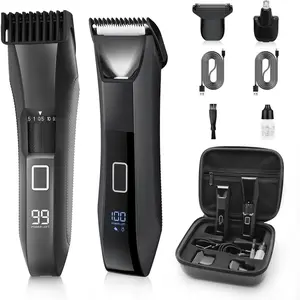 Manscape 4-in-1 Men's Body & Beard Trimmer - Groin, Pubic, and Ball Hair Shaver with No-Nick Technology, 20-Length Adjustable Beard Styler, Nose Trimmer, IPX7 Waterproof, LED Display, Travel Case