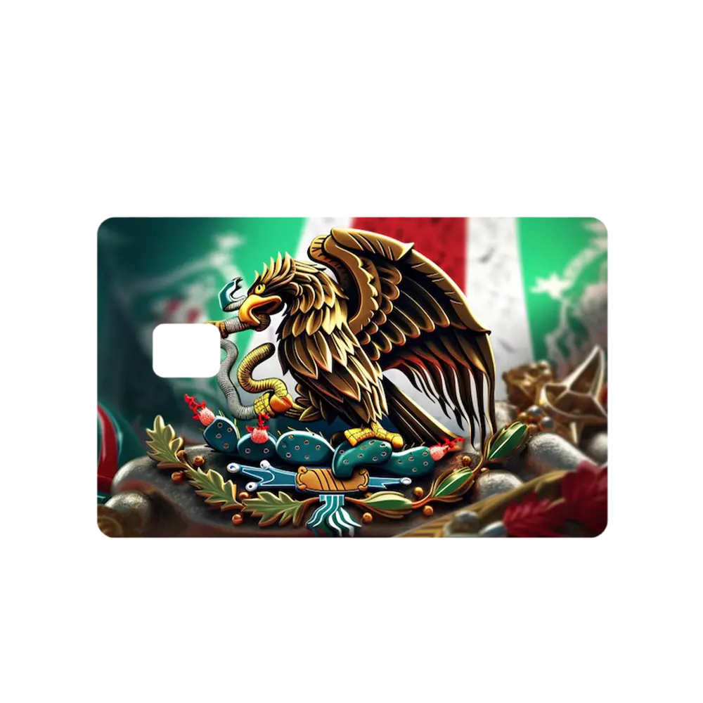 Custom Adhesive Stickers Mexico's Eagle HD Credit Card Sticker - High Quality, Waterproof, Stain Resistant