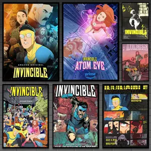 Cartoon Invincible Anime Canvas Poster - Mark Grayson & Omni-Man Superhero Wall Art Decor, Modern Aesthetic Picture Prints for Home Office Decoration