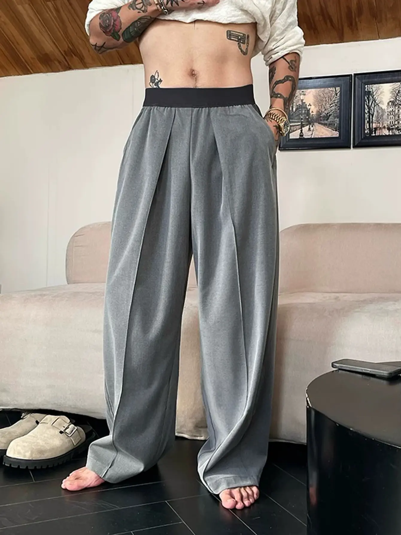 Men's casual wide-leg pants, loose fit, suitable for everyday wear