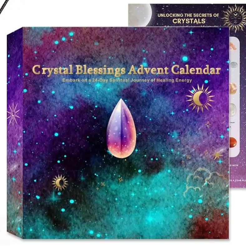 Anotion Advent Calendar 2025 Christmas Crystals-24 Gemstones Countdown Calendars,Natural Beauty Stones Kit Healing Journey for Women Girls Home Orname