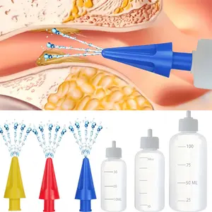 Manual Ear Cleaning Kit, Includes 3 Five-Hole Ear Tips, 3 Bottles (30ML/50ML/100ML), Single-Handed Operation, Safe and Effective