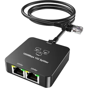1 to 2 Ethernet Splitter with Cat 6 Ethernet Cable 1000Mbps High Speed Gigabit RJ45 Internet Splitter Connector for Cat 5/5e/6/7/8 Cable