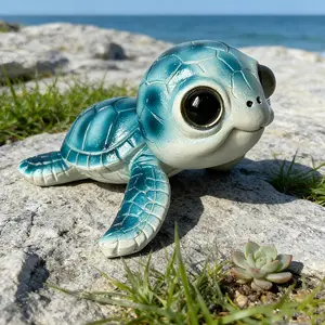1pc Mini Resin Turtle Sculpture, Cute Animal Figurine, Garden Patio Aquarium Home Decor, Ocean Theme Mini Landscape Accessory, Indoor Outdoor Desktop Ornament, Delicate Gift for Family Friends and Loved Ones