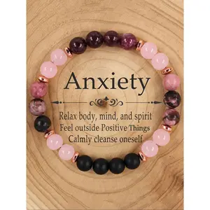 Natural Stone Garnet Beaded Bracelet for Women, Anxiety Relief Positive Energy Relaxation Jewelry Gift, Relaxing Meditation Accessory for Friends