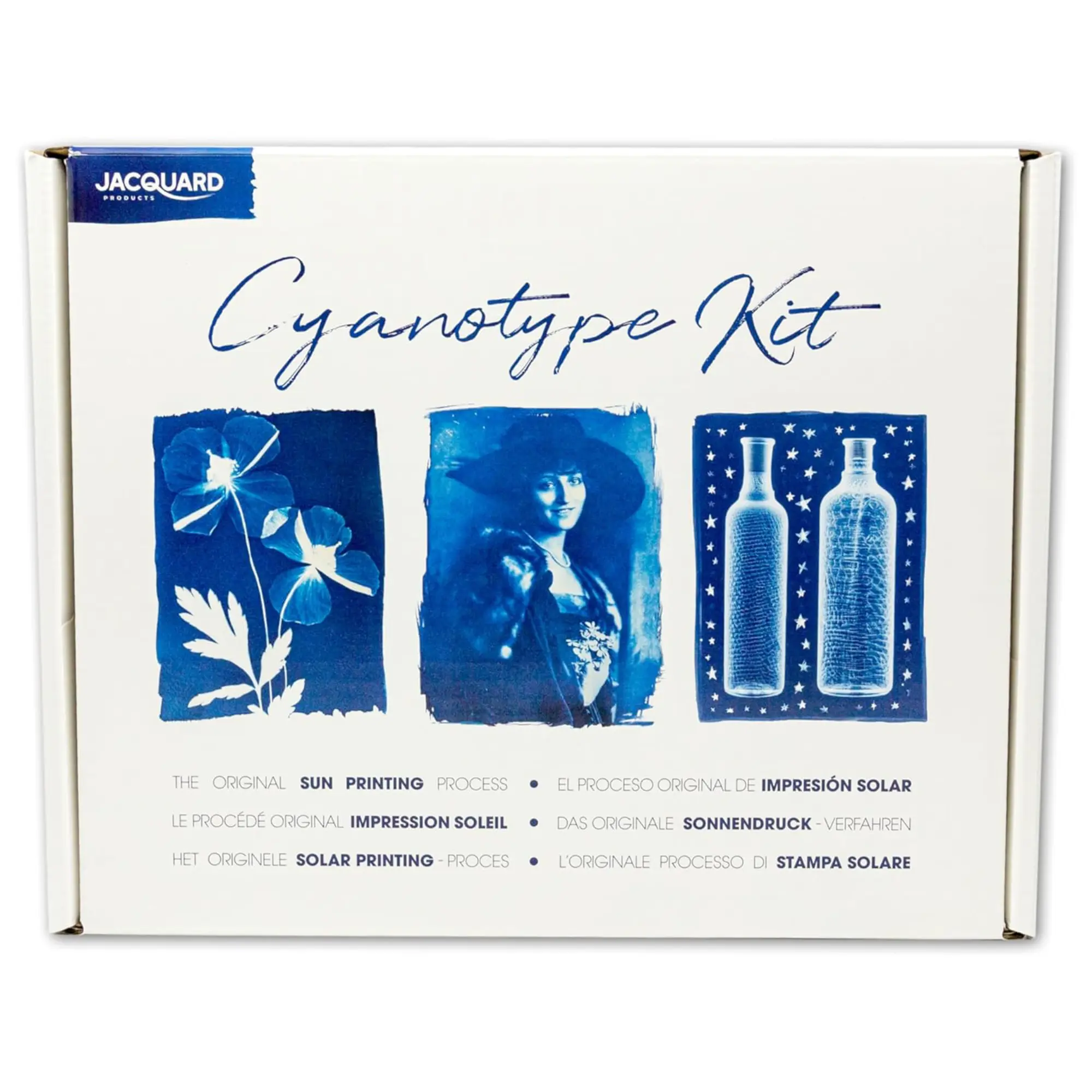 Jacquard Cyanotype Sun Print Kit for Artwork, Artistic Photo & Wall Decor - Complete DIY Kit with Pre-Measured Chemicals, Fine Art Cyanotype Paper, Glass Frame, Accessories