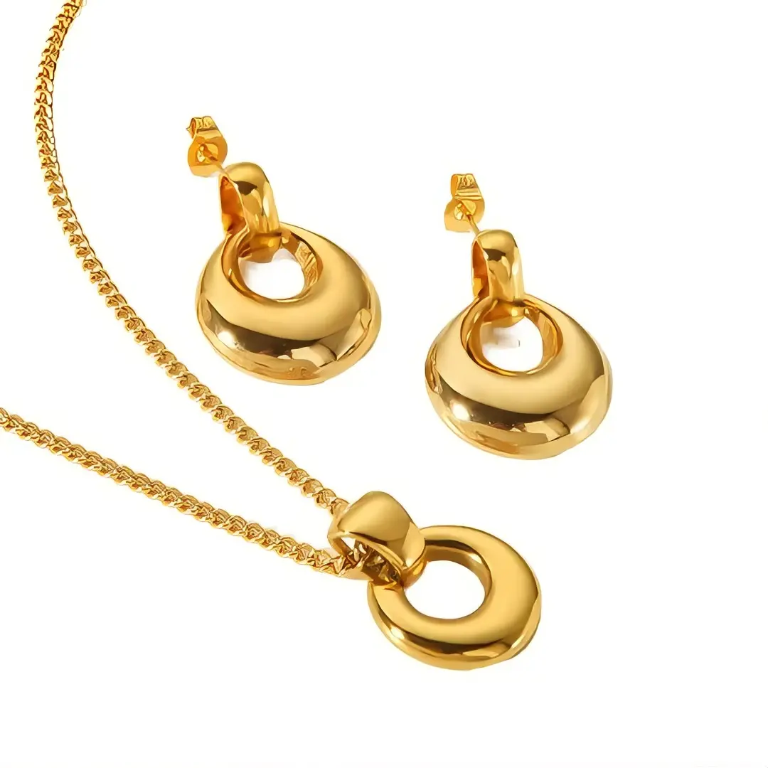 New Arrivals Trending Fashion Quality Twisted Chain Necklace Gold Plated 18k Stainless Steel Jewelry Sets for Women