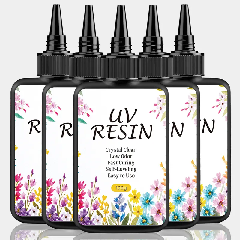 Crystal Clear UV Resin 100g - Fast Curing, Low Odor, Self-Leveling DIY Craft Glue for Jewelry & Nail Art