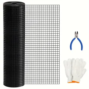 Black Hardware Cloth 1/2 inch 48 x 100 ft, 19 Gauge Wire Metal Mesh Roll for Chicken Coop Garden Fence, Powder Coated Galvanized Welded Fence for Poultry Cage Home Improvement Projects