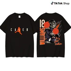 Caleb Williams 18 Football T-Shirt, Da Bears Fan Graphic Tee, Black Unisex Game Day Shirt