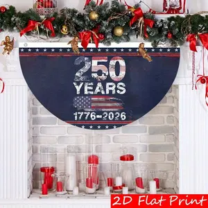 1pc Semi-Circular Flag 250 Years 1776-2026, Half-Round Garden Railing Flag, Beautiful Porch Decor for Halloween & Patriotic Themes