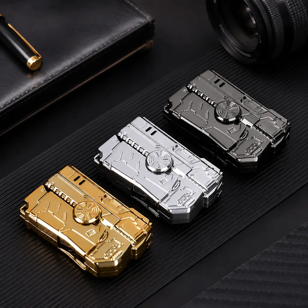 2-in-1 Metal Fidget Spinner with Lighter and LED Light, Gear-Style Sensory Gadget for Anxiety and Stress Relief, Comes in Gift Box, Sensory Fidget Relief, Work Fidget
