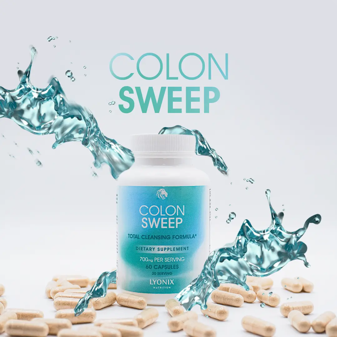 LYONIX Colon Sweep Total Cleaning Formula Dietary Supplement 700mg per Serving 60 Capsules US Product