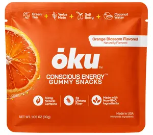 oku Orange Blossom Energy Gummies - Clean Caffeine + Fiber - 8-pack