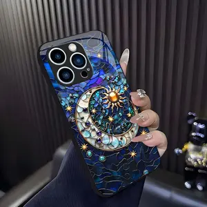 Stained Glass Mosaic Case for [iPhone 15 Pro Max], Aesthetic Tile Art Phone Cover, Shockproof Slim Fit Case 952