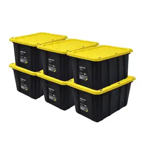Ramtuff 6 Pack Heavy Duty Stackable Storage Container, Snap-Tight Lid, 27 Gallon