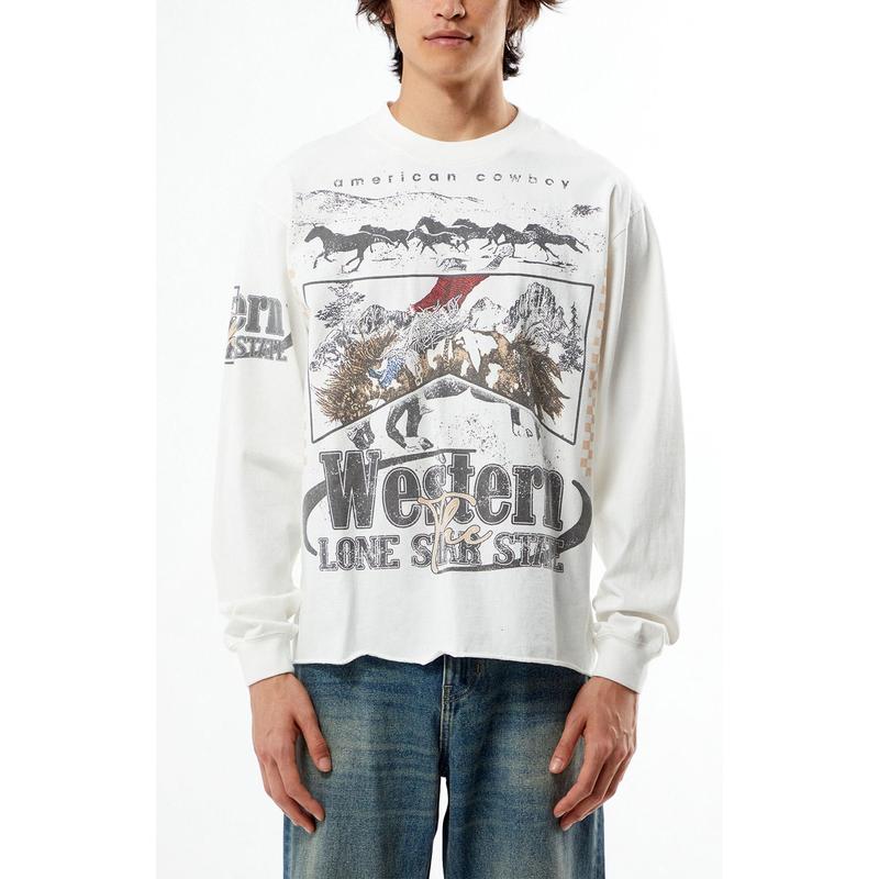 Pacsun Men's Western Cropped Long Sleeve T-Shirt
