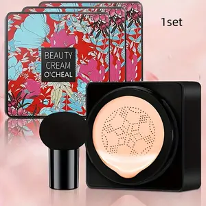Long-Lasting Hydrating Gentle Flawless Skin Finish Lightweight Bb Cream, Moisturizing Concealer Foundation Liquid, Brightening Face Isolation, Mushroom Cushion Compact Design, Makeup