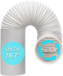 Portable Air Conditioner Hose, Portable Exhaust Vent Hose with 5.9 Inch Diameter, Universal Replacement AC Vent Hose Length up to 78.7"Gift.