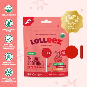 Lolleez Organic Throat Soothing Pops for Kids, Variety Pack
