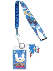 Sonic The Hedgehog Sonic Speed Breakaway Lanyard ID Badge Holder w/ Metal Keychain