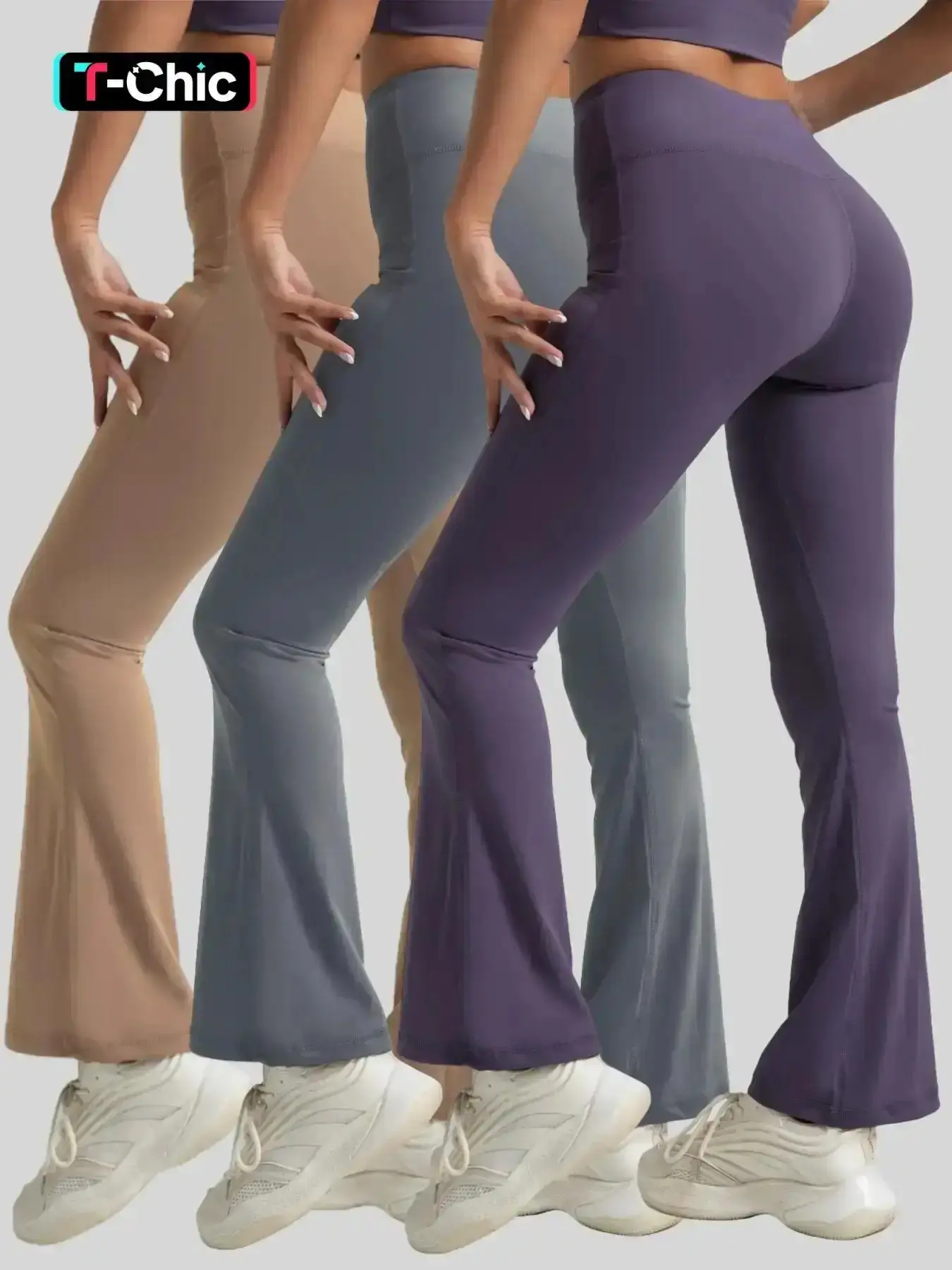 Women's Solid High Waist Flare Leg Sports Leggings, Yoga Bottoms, Comfort and Durability Breathable Bell Bottom Skinny Pants for Yoga Gym Workout, Ladies Sportswear for All Seasons Casual Dress Evening Wear Blazer