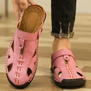 2026Handmade Leather Sandals for Men & Women| Anti-Slip Outdoor Beach Shoes| Summer Lightweight Weave Slippers| Comfortable Rubber Sole Platform