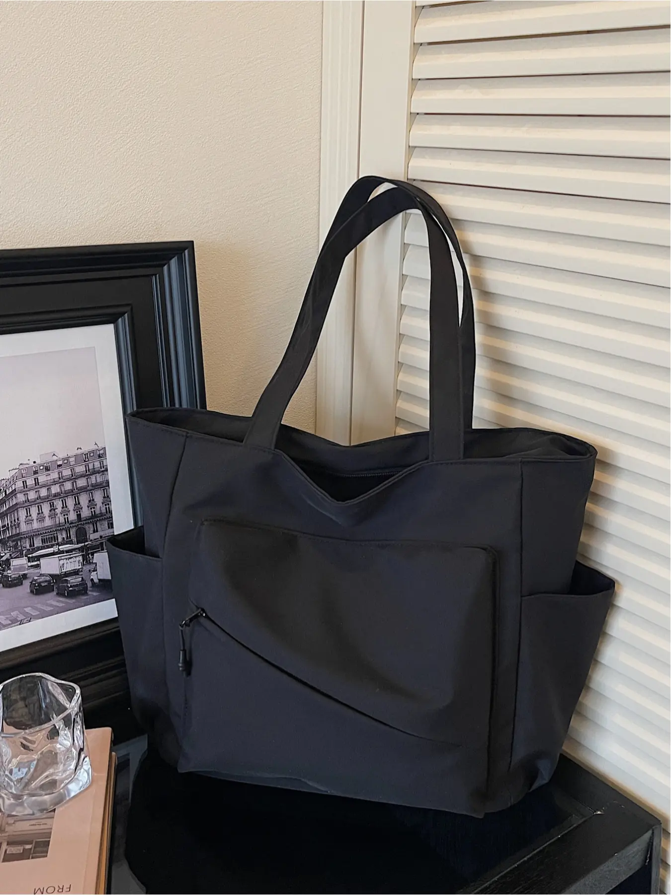 Versatile Casual Solid Color Large Capacity Tote Bag, Perfect for Outdoor Commuting Shoulder Bag, Stylish and Spacious Handbag, Casual Shopping Bag, Shopping Totes