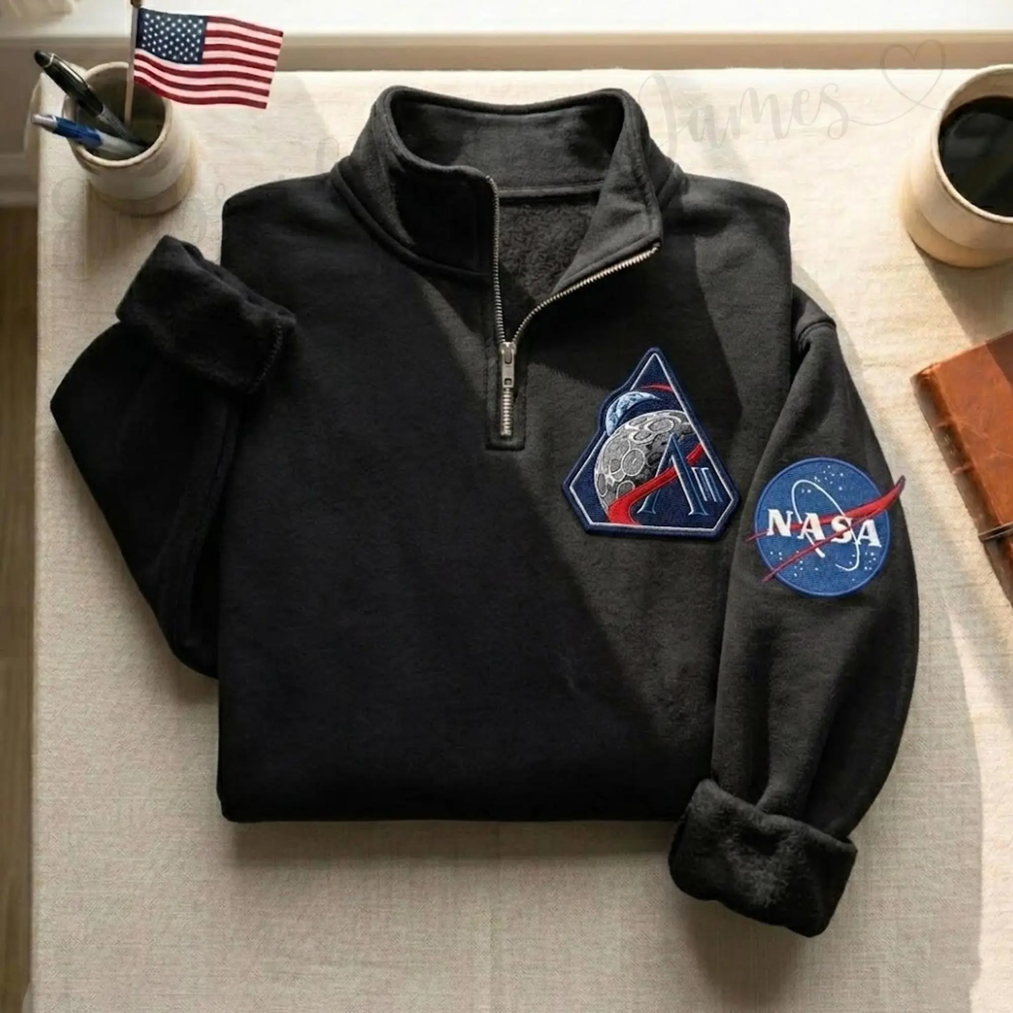 Artemis II 2026 Rocket Launch quater zip sweatshirt , Moon Mission Tee, Space Exploration Hoodie, Science Gift, Astronomy Apparel, NASA Fan Shirt