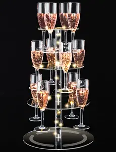 NiHome 3-Tier Clear Acrylic Champagne Tower with String Light, 12-Glass Cocktail Tree Stand Wine Rack for Weddings, Parties & Cocktails - Utensils