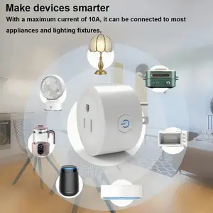 2.4Ghz WiFi Smart Plug, Power Outlet, WiFi Outlet Plugs, 1 Count Smart Plug with Timer Function & App Controll, Multifunction Mini Smart Plug for Home & Office, Compatible with Alexa & Google Assistant