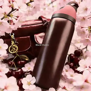 (Back Cherry) 32oz / 945ml Cherry Double-Layer Vacuum Insulated Stainless Steel Water Bottle with Straw, Portable Cold-Resistant Bottle for Exercise, Travel, and Daily Use