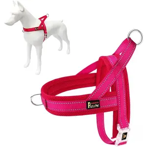 No Pull Dog Harness with Breathable Mesh Padded, Adjustable Reflective Escape Proof Dog Harness, Quick Fit Dog Vest Harness for Small Medium Large Dogs(M, Pink)