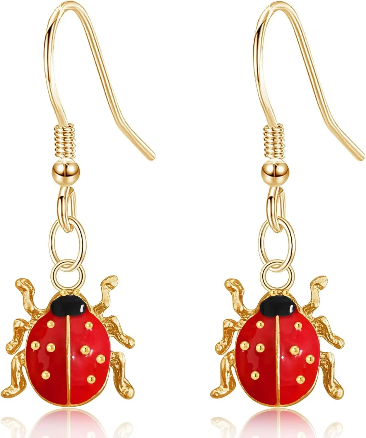 Simulation Tiny Lightweight Red Ladybug Hook Earrings Personalized Funny Dainty Summer Dangle Drop Earrings For Women Jewelry Gift
