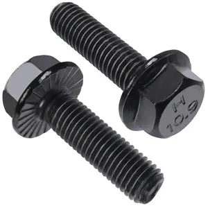 M8-1.25 x 25mm Flanged Hex  ,External Flange Hex Drive Screws,Class 10.9 Black Zinc Plated,Alloy Steel,Full Coarse Thread,Pump,Fix ,DIY Project(23Pcs)