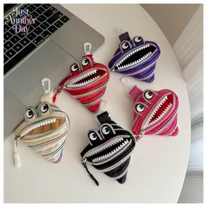 Cute Zipper Mouth Monster Coin Purse Keychain Creative 3D Cartoon Shaped Bag with Zipper Closure Fun and Quirky Keyring Pouch for Coins Lip Balm and Small Items Unique Backpack Charm and Gift Idea