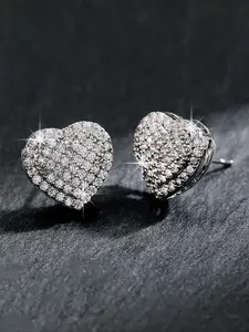 S925 Sterling Silver Fashion Heart Design Hoop Earrings for Women & Girls, Cute Hoop Earrings for Party, Daily Decor, Trendy All-match & Exquisite Jewelry for Birthday Gift, Heart Shaped Earrings