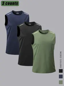 Men's Solid Color Tank Top, Breathable Comfortable Sleeveless Top for Summer, Casual Men's Clothes for Outdoor Daily Wear