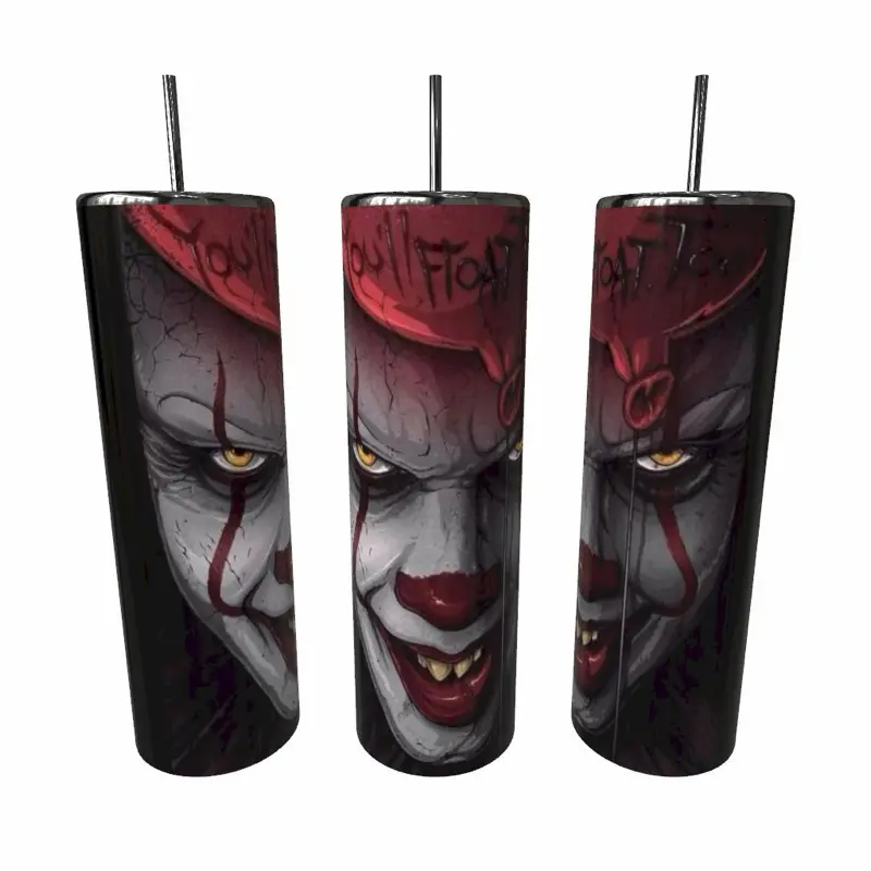IT The Clown Face Portable Reusable Ghost Water Bottle, Kitchenware Drinkware with Secure Lid, Bottles