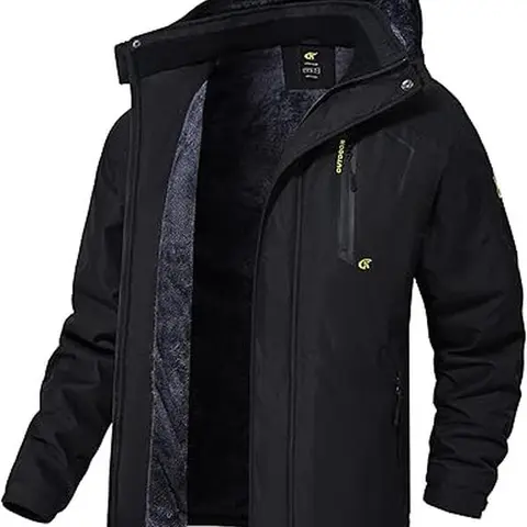 YUYANGDPB Men's Winter Waterproof Ski Jacket, Fleece Lined Windproof Snow Coat with Hood, Warm Snowboarding Jacket for Skiing, Hiking & Outdoor Sports