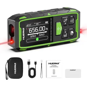 656ft/200M Dual Laser Distance Measuring Tool, Huepar Professional Rechargeable Digital Laser Room Measure Devices, Bilateral Metro Laser Measurement Tool with with Angle Sensor, Magnetic Back
